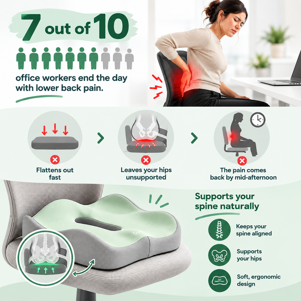 Ergonomic Cushion for All-Day Comfort